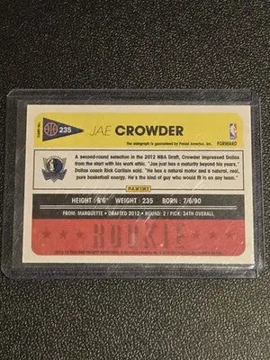 2013 Panini Past and Present basketball AUTOGRAPH #235 Jae Crowder - Basketball Card Single