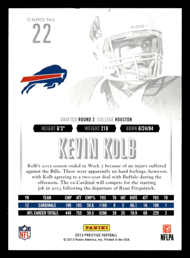2013 Panini Prestige #22 Kevin Kolb - Football Card Single