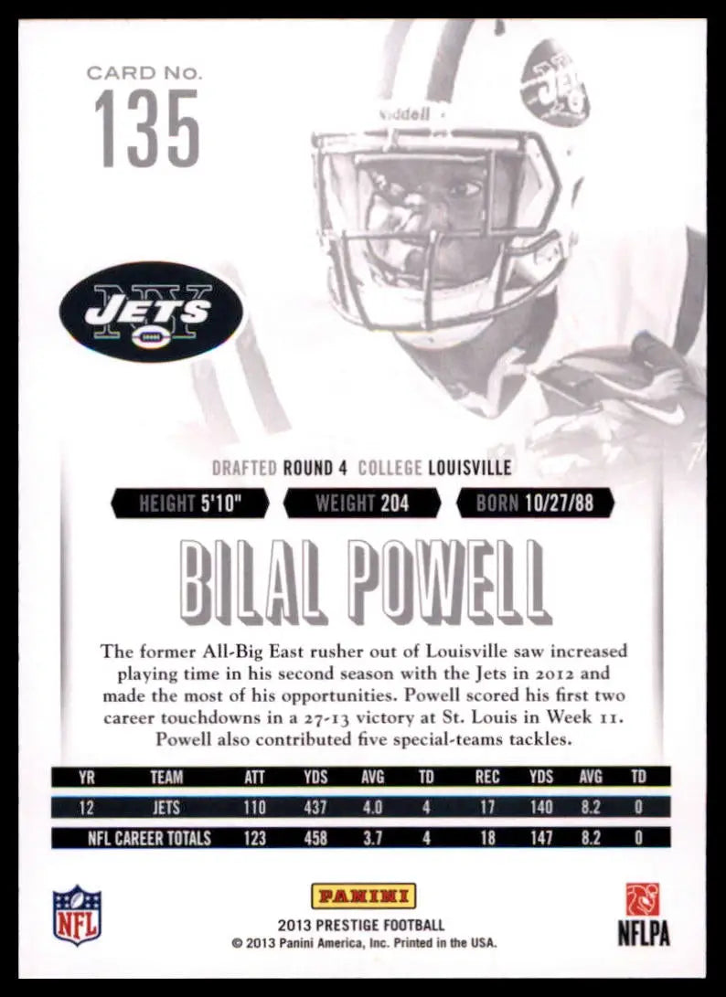 2013 Panini Prestige Bilal Powell 135 New York Jets NM - Football Card Single