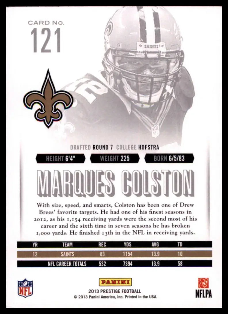 2013 Panini Prestige Marques Colston 121 New Orleans Saints LP - Football Card Single