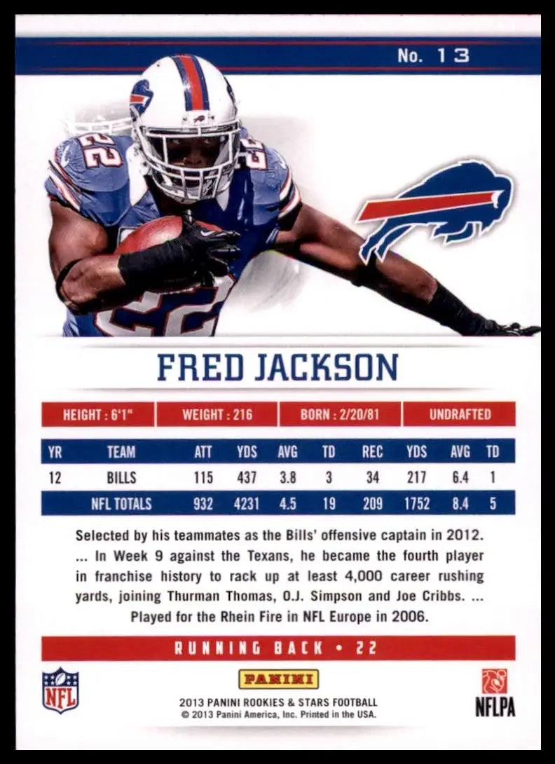 2013 Panini Rookies & Stars - Fred Jackson #13 - Football Card Single