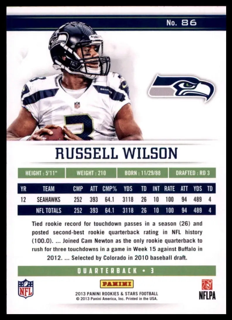 2013 Panini Rookies & Stars - Russell Wilson #86 - Football Card Single