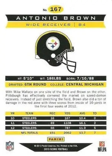 2013 Panini Score #167 Antonio Brown NM-MT Steelers - Football Card Single