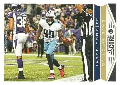 Football card featuring Jared Cook from Panini Score 2013 with original gloss