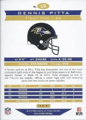 2013 Panini Score #19 Dennis Pitta NM-MT Ravens ID:4689 - Football Card Single