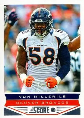 Original gloss Panini Score Von Miller football card from 2013 Broncos collection