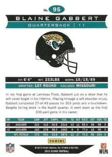 Original gloss Panini Score Blaine Gabbert football trading card from 2013 Jaguars