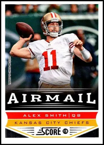 Panini Score Air Alex Smith trading card featuring Air Mail and Kansas City Chiefs logo