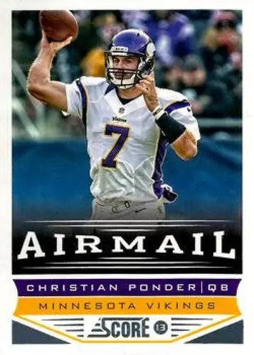 Original gloss football trading card of Christian Ponder from Panini Score Air Mail series