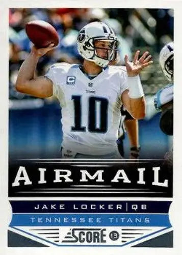 Collectible Panini Score Air Mail football card of Jake Locker Titans NM-MT