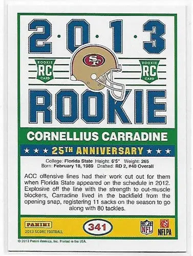 2013 Panini Score Blue #341 Cornellius Carradine NM-MT 49ers - Football Card Single