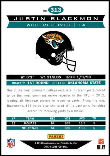 Original gloss Football trading card Justin Blackmon Panini Score Future Franchise Rookie