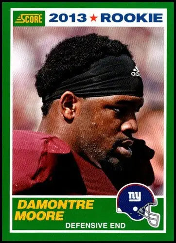 2013 Panini Score Rookie Damontre Moore football card with original gloss in Near Mint condition