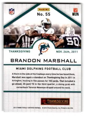 2013 Panini Totally Certified #55 Brandon Marshall - Football Card Single