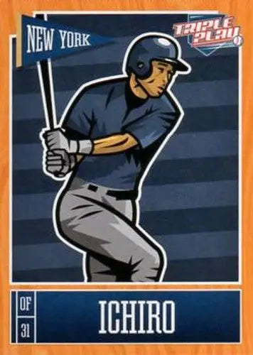 Original gloss Ichiro baseball card from Panini Triple Play 2013 Yankees collection