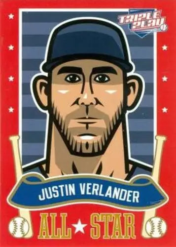 Justin Verlander baseball card from Panini Triple Play 2013 All-Stars NMNT edition