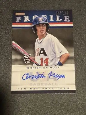 2013 Panini USA Baseball C. Moya 15U National Team Profile Signatures #/100 - Baseball Card Single