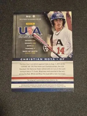 2013 Panini USA Baseball C. Moya 15U National Team Profile Signatures #/100 - Baseball Card Single