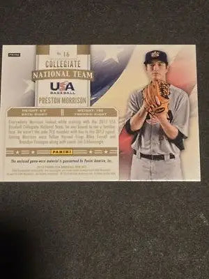 2013 Panini USA Baseball Preston Morrison Collegiate National Team Patches #/35 - Baseball Card Single
