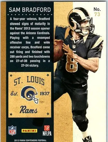2013 Playoff Contenders Common Season Tickets #73 Sam Bradford NM-MT Rams - Football Card Single
