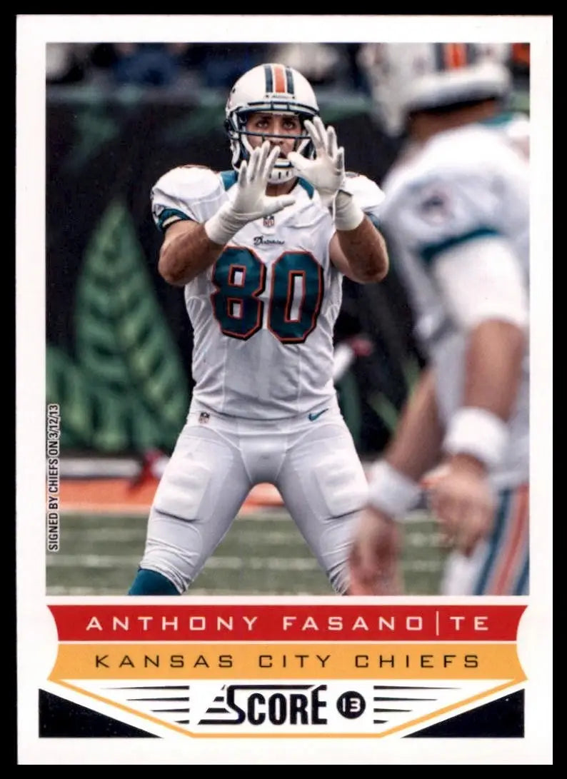 2013 Score Anthony Fasano #104 Kansas City Chiefs Football Card NFL Sports - Football Card Single