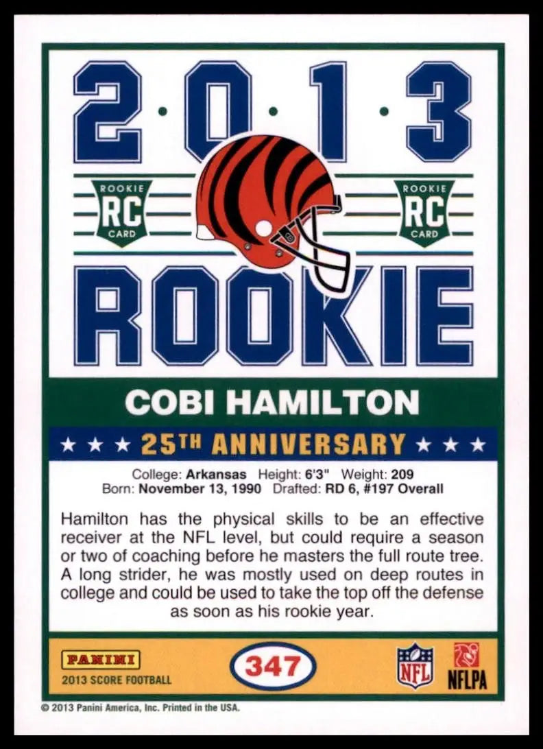 2013 Score - 2013 Rookie Cobi Hamilton #347 (RC) - Football Card Single