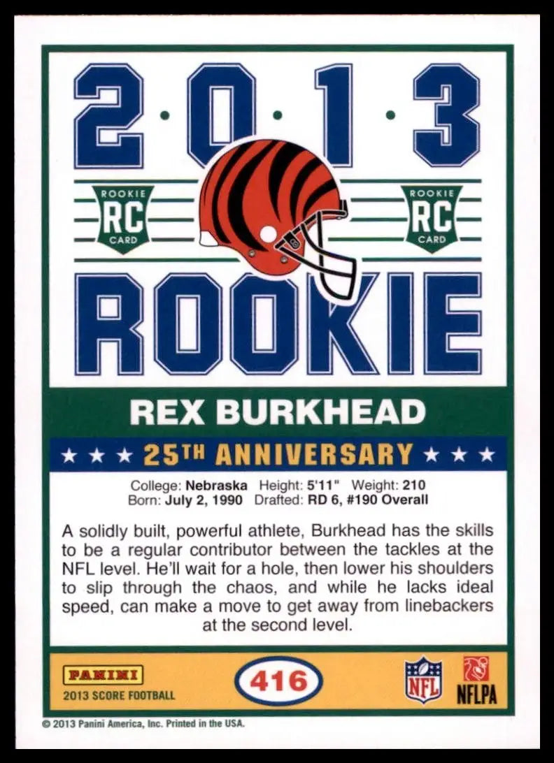 2013 Score - 2013 Rookie Rex Burkhead #416 (RC)