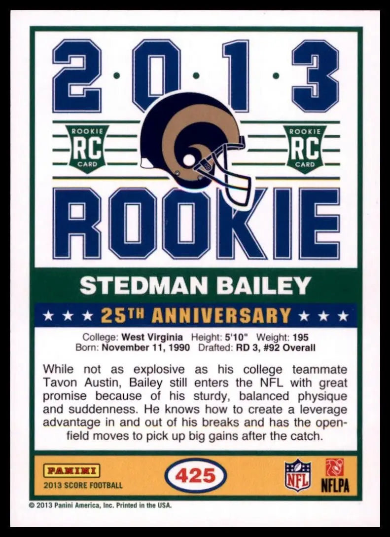 2013 Score - 2013 Rookie Stedman Bailey #425 (RC) - Football Card Single