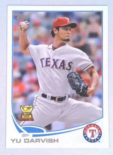 Original gloss Yu Darvish NM-MT baseball card from 2013 Topps Rangers collection