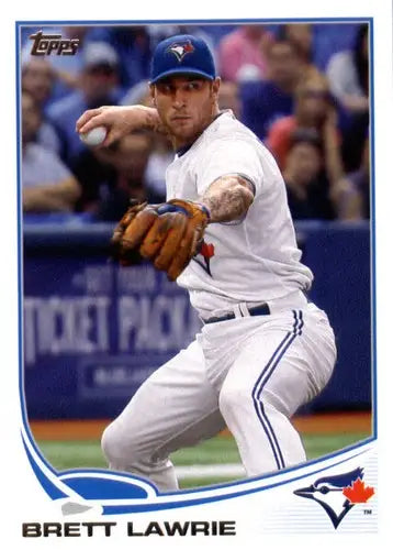 Original gloss 13a Brett Lawrie baseball trading card in Toronto Blue Jays uniform