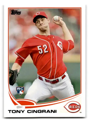 Tony Cingrani baseball card with original gloss from 2013 Topps, excellent Reds condition
