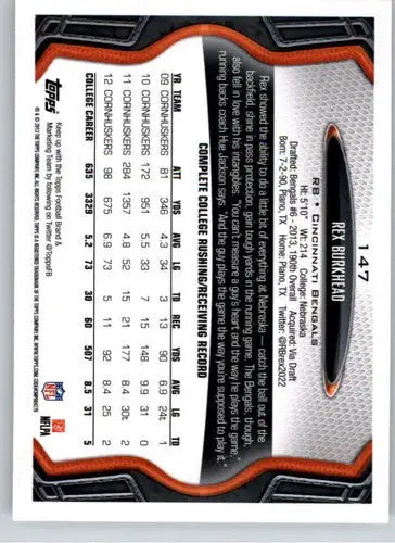 2013 Topps #147 Rex Burkhead NM-MT RC Rookie Bengals - Football Card Single