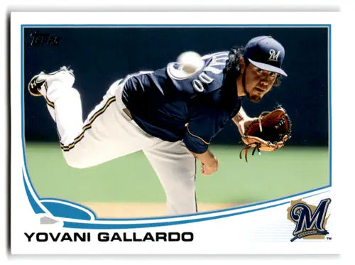 Original gloss Yovani Gallardo NM-MT baseball card from 2013 Topps #149 Brewers