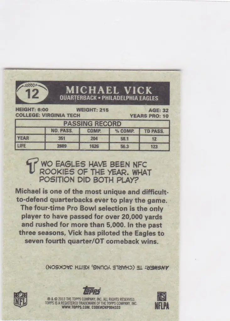 2013 Topps 1959 Mini #12 Michael Vick Philadelphia Eagles