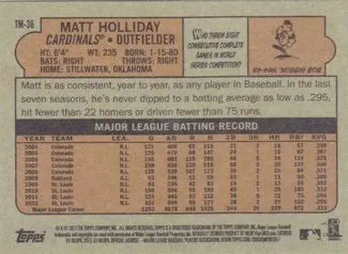 2013 Topps 1972 Topps Minis #TM-36 Matt Holliday NM-MT Cardinals ID:72071 - Baseball Card Single