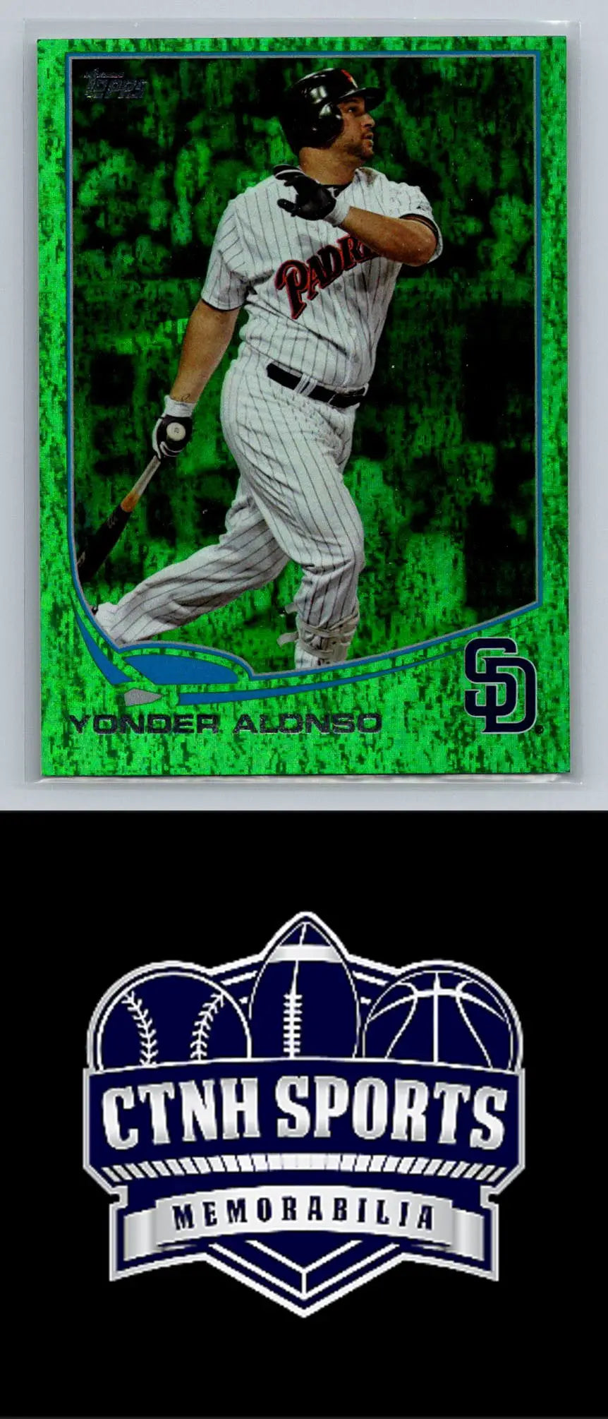 Green Yonder Alonso baseball card from 2013 Topps #223 Emerald Foil San Diego Padres