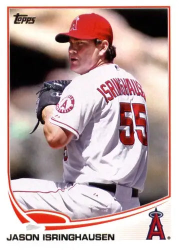 Original gloss 2013 Topps Jason Isringhausen baseball card featuring Angels ID 62131