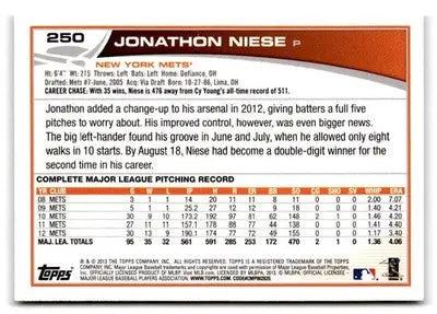 2013 Topps #250 Jonathon Niese - Baseball Card Single