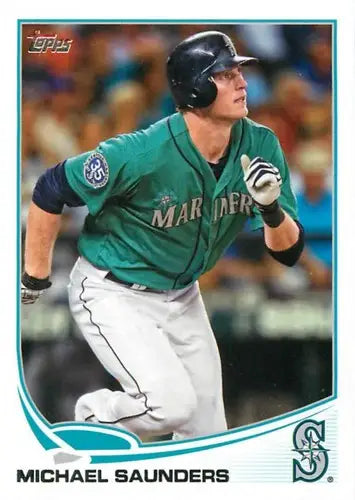Original gloss Michael Saunders baseball card from 2013 Topps NM-MT Mariners ID 73015
