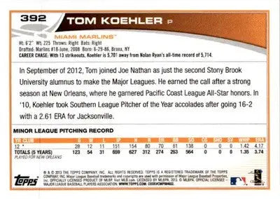 2013 Topps #392 Tom Koehler - Baseball Card Single