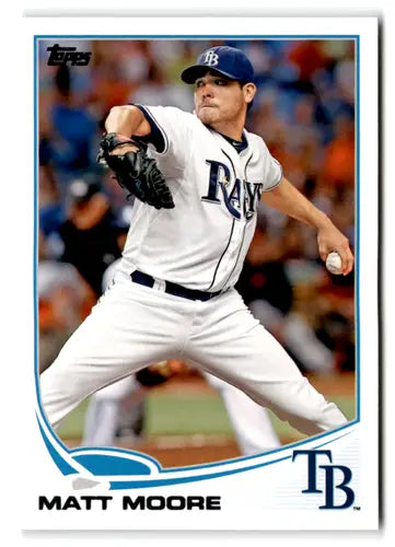 Original gloss baseball trading card of Matt Moore NM-MT from 2013 Topps Rays ID 72580