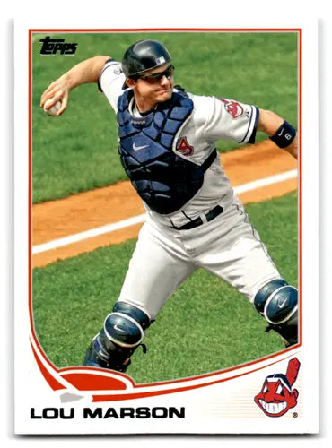 Original gloss Lou Marson 2013 Topps NM-MT Indians baseball card in action