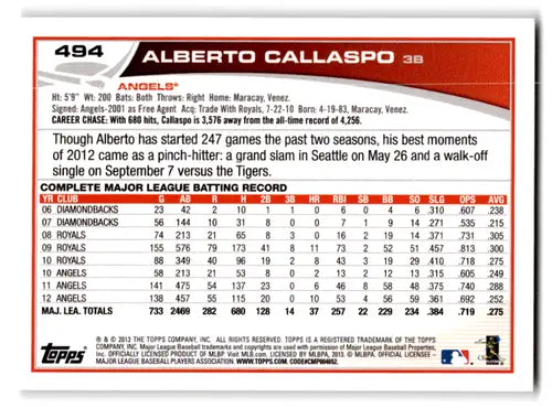 Original gloss Baseball card of Alberto Callaspo NM-MT from 2013 Topps #494