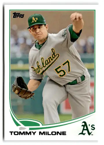 Original gloss baseball card featuring Tommy Milone NM-MT in Oakland A’s uniform