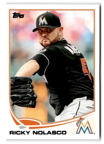 2013 Topps Ricky Nolasco baseball card with original gloss, NM-MT Marlins ID 72770