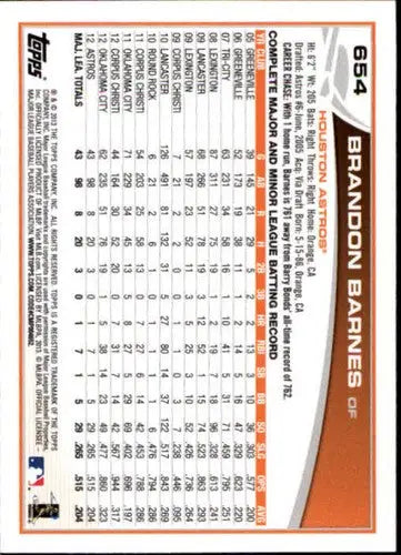 2013 Topps #654 Brandon Barnes NM-MT RC Rookie Astros - Baseball Card Single