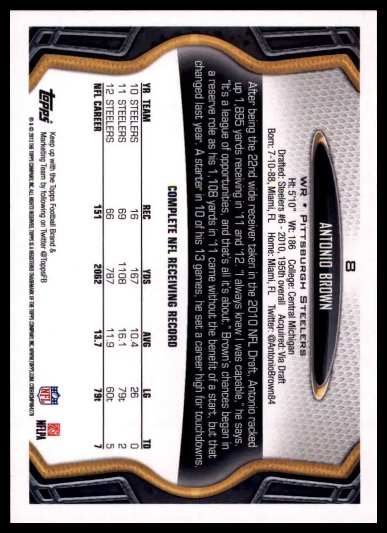 2013 Topps - Antonio Brown #8 - Football Card Single