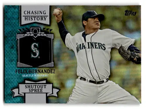 Felix Hernandez baseball card from 2013 Topps Chasing History Silver Foil Series