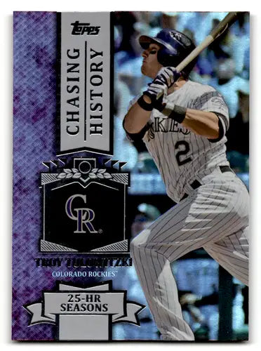 Troy Tulowitzki baseball card from 2013 Topps Chasing History Silver Foil series