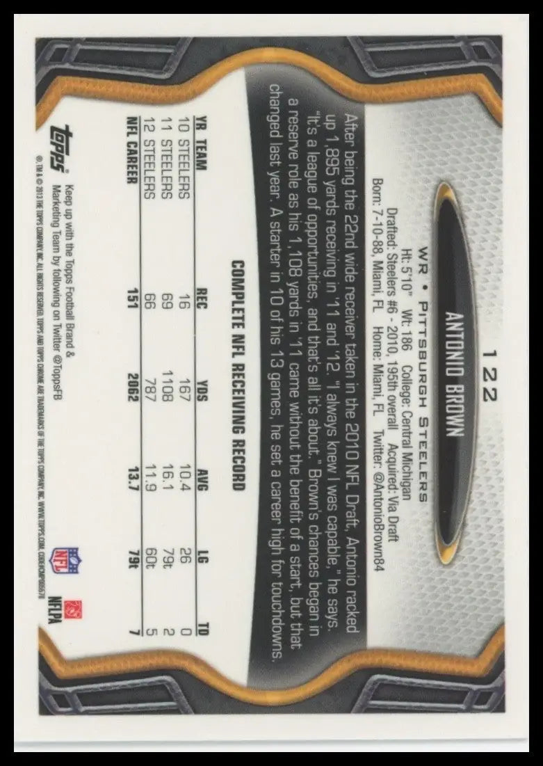 2013 Topps Chrome - Antonio Brown #122 - Football Card Single